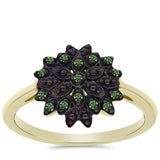 Inel din Argint 925 Placat cu Aur ( 3.04 grame ) cu Diamant Verde 0.11 Carate