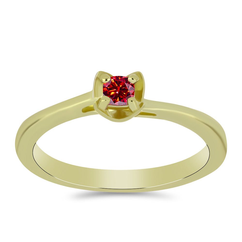 Inel din Argint 925 Placat cu Aur ( 2.24 grame ) cu Moissanite Roșu Majestic 0.14 Carate