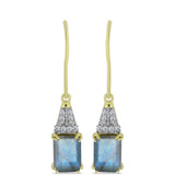 Cercei din Argint 925 Placat cu Aur ( 2.29 grame ) cu Labradorit și Topaz Alb 3.37 Carate