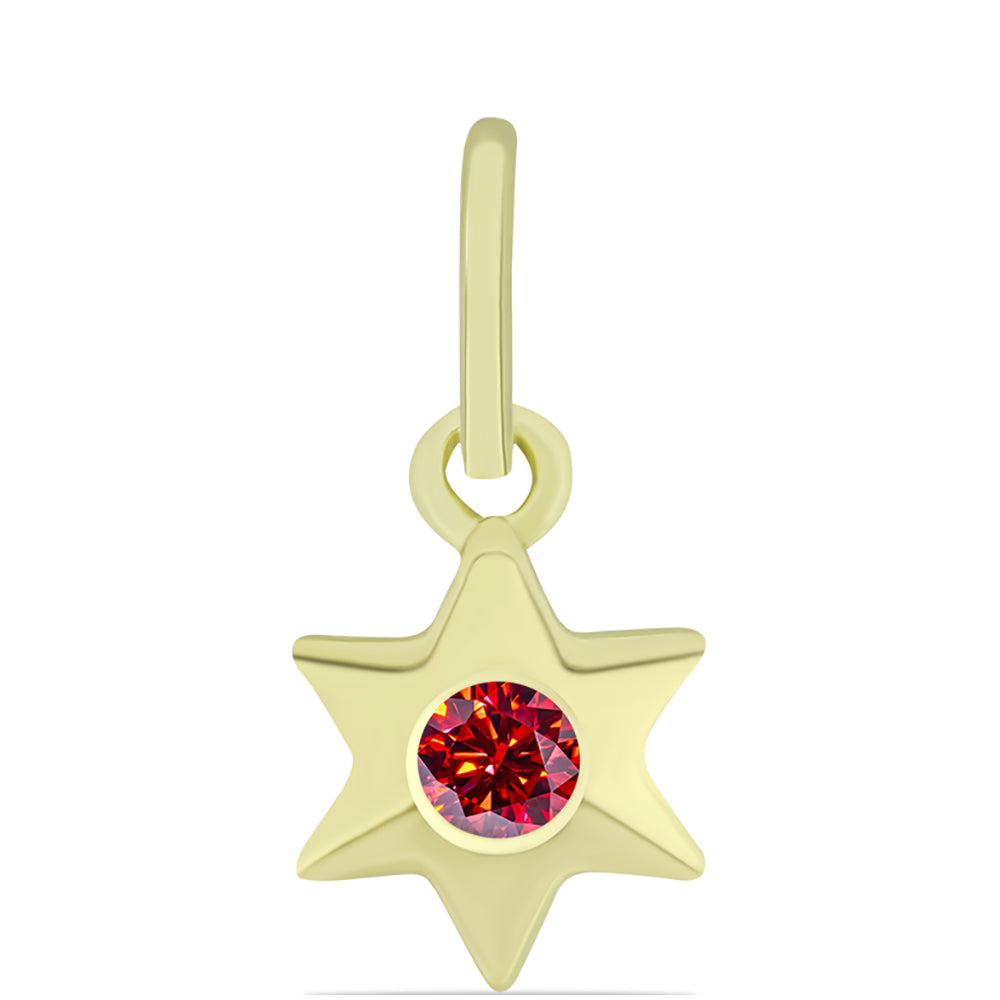 Pandantiv din Argint 925 Placat cu Aur ( 0.79 grame ) cu Moissanite Roșu Majestic 0.1 Carate