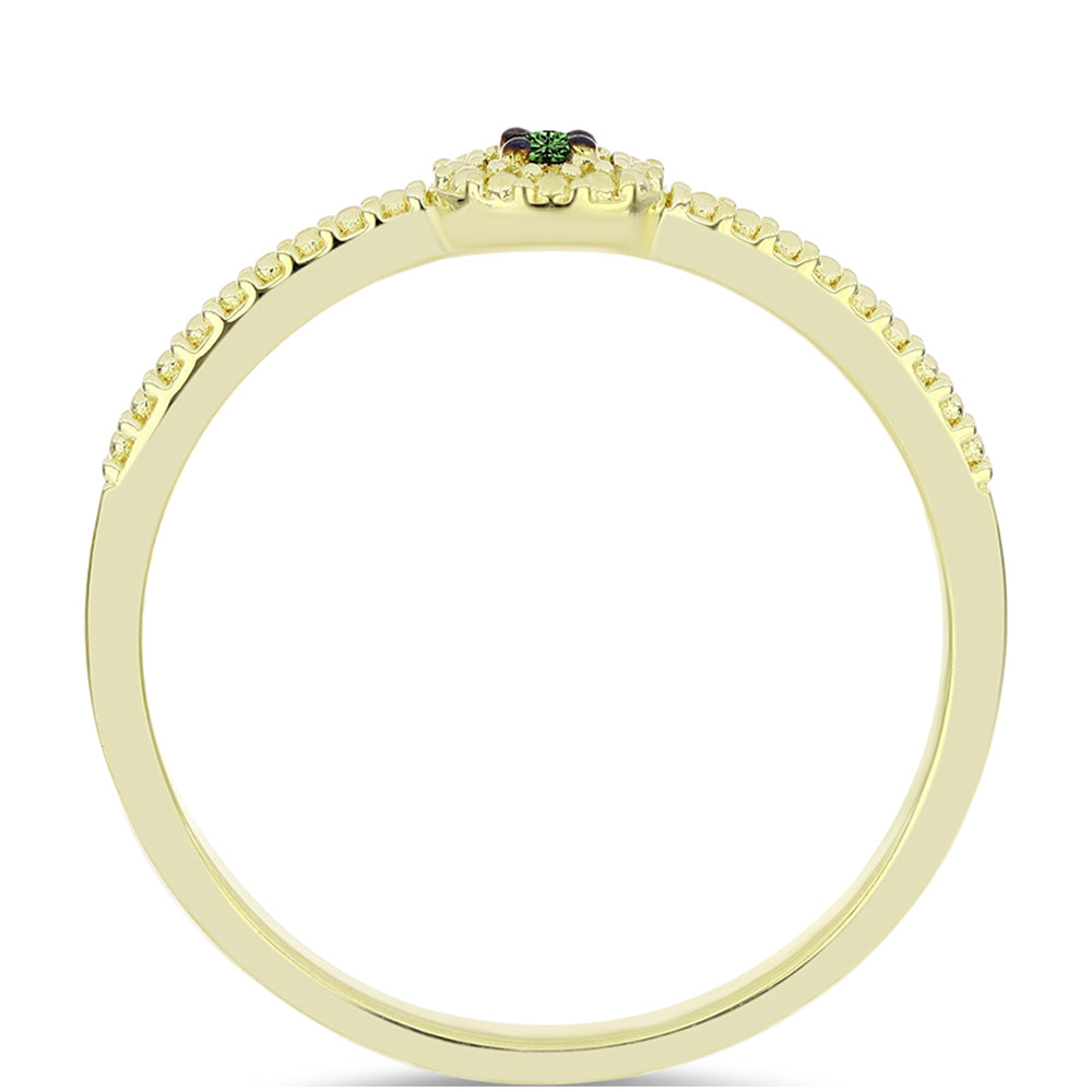 Inel din Argint 925 Placat cu Aur ( 1.78 grame ) cu Diamant Verde 0.03 Carate