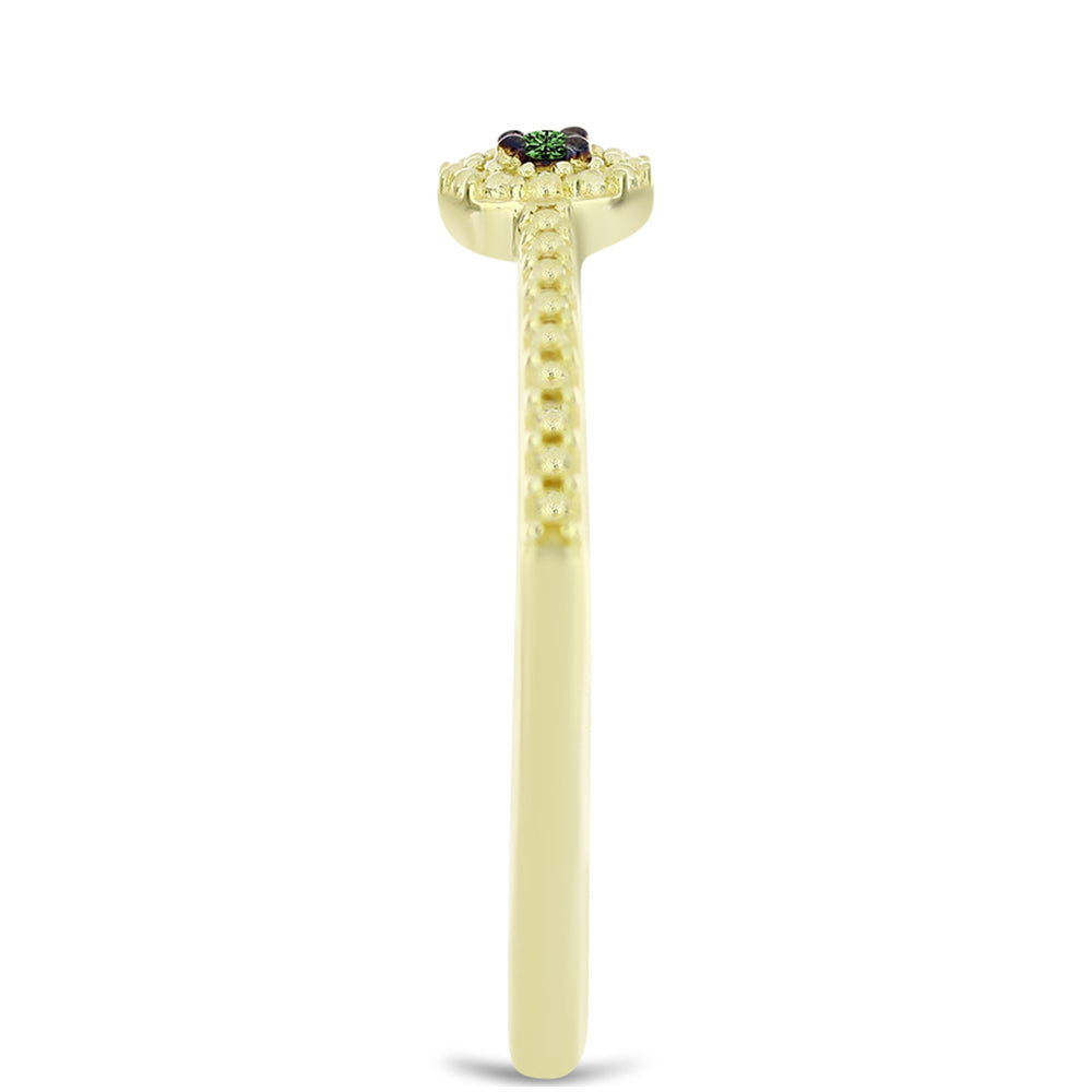 Inel din Argint 925 Placat cu Aur ( 1.78 grame ) cu Diamant Verde 0.03 Carate
