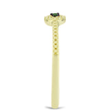 Inel din Argint 925 Placat cu Aur ( 1.78 grame ) cu Diamant Verde 0.03 Carate