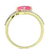 Inel din Argint 925 Placat cu Aur ( 2.04 grame ) cu Opal Etiopian Roz Lega Dembi și Topaz Alb 0.69 Carate