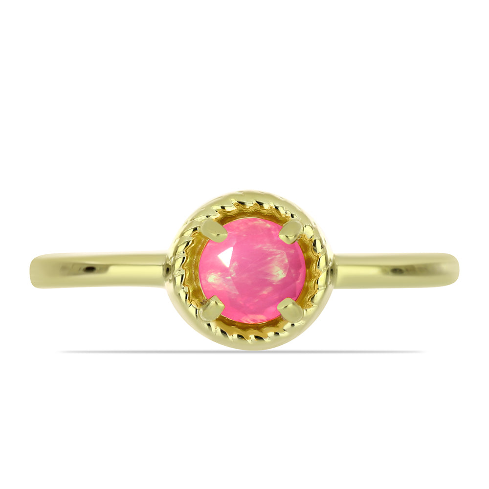 Inel din Argint 925 Placat cu Aur ( 1.96 grame ) cu Opal Etiopian Roz Lega Dembi 0.26 Carate
