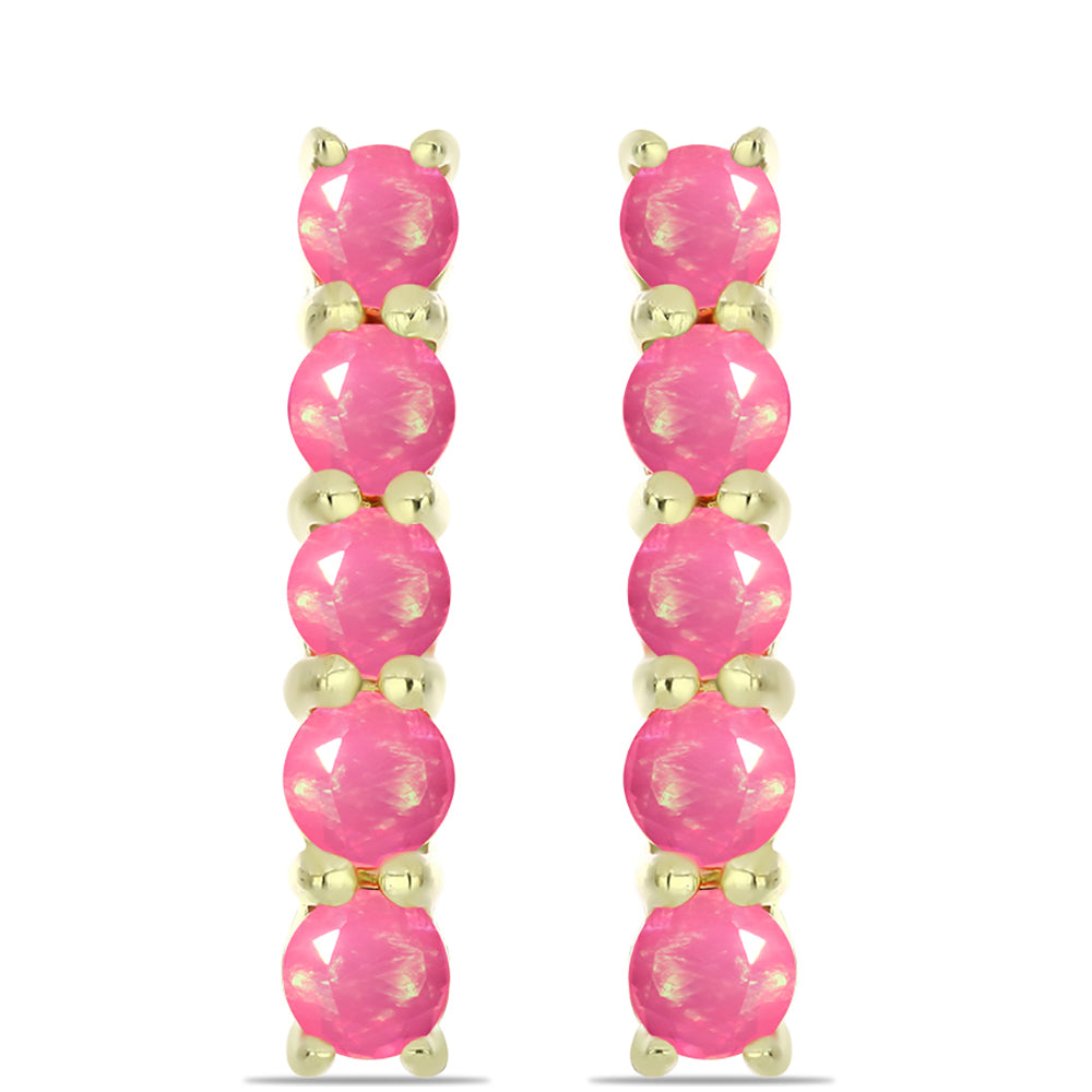 Cercei din Argint 925 Placat cu Aur ( 2.26 grame ) cu Opal Etiopian Roz Lega Dembi 0.71 Carate