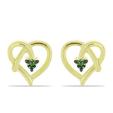 Cercei din Argint 925 Placat cu Aur ( 1.51 grame ) cu Diamant Verde 0.05 Carate