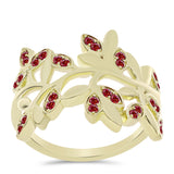 Inel din Argint 925 Placat cu Aur ( 3.73 grame ) cu Moissanite Roșu Majestic 0.22 Carate