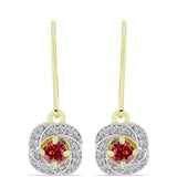 Cercei din Argint 925 Placat cu Aur ( 2.98 grame ) cu Moissanite Roșu Majestic și Topaz Alb 0.78 Carate