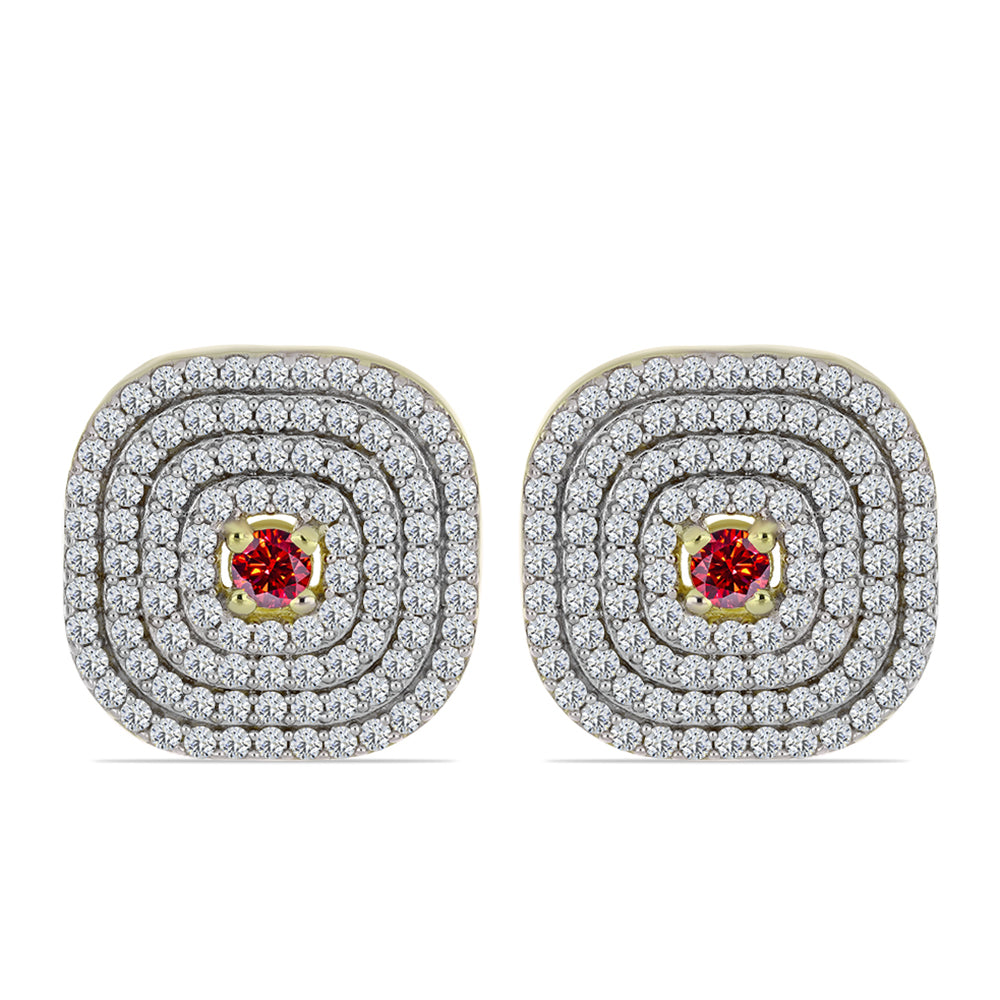 Cercei din Argint 925 Placat cu Aur ( 7.13 grame ) cu Moissanite Roșu Majestic și Topaz Alb 1.95 Carate