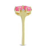 Inel din Argint 925 Placat cu Aur ( 2.57 grame ) cu Opal Etiopian Roz Lega Dembi și Topaz Alb 1.02 Carate