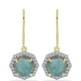 Cercei din Argint 925 Placat cu Aur ( 2.74 grame ) cu Labradorit și Topaz Alb 4.4 Carate