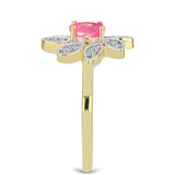 Inel din Argint 925 Placat cu Aur ( 3.19 grame ) cu Opal Etiopian Roz Lega Dembi și Topaz Alb 0.62 Carate