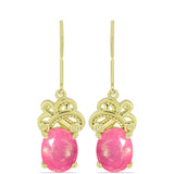 Cercei din Argint 925 Placat cu Aur ( 3.39 grame ) cu Opal Etiopian Roz Lega Dembi 2.92 Carate