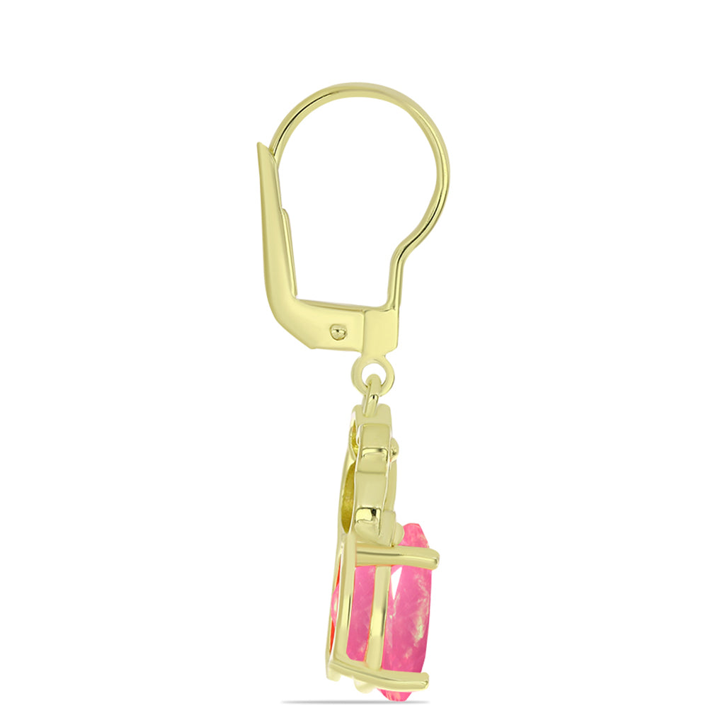 Cercei din Argint 925 Placat cu Aur ( 3.39 grame ) cu Opal Etiopian Roz Lega Dembi 2.92 Carate