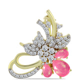Broşă din Argint 925 Placat cu Aur ( 3.55 grame ) cu Opal Etiopian Roz Lega Dembi și Topaz Alb 1.24 Carate