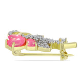 Broşă din Argint 925 Placat cu Aur ( 3.55 grame ) cu Opal Etiopian Roz Lega Dembi și Topaz Alb 1.24 Carate