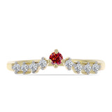 Inel din Argint 925 Placat cu Aur ( 1.7 grame ) cu Moissanite Roșu Majestic și Topaz Alb 0.35 Carate