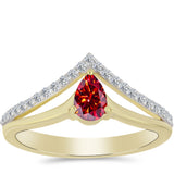 Inel din Argint 925 Placat cu Aur ( 2.74 grame ) cu Moissanite Roșu Majestic și Topaz Alb 0.62 Carate
