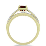 Set din Argint 925 Placat cu Aur ( 3.1 grame ) cu Moissanite Roșu Majestic și Topaz Alb 1.35 Carate ( Inel )