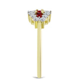 Inel din Argint 925 Placat cu Aur ( 2.17 grame ) cu Moissanite Roșu Majestic și Topaz Alb 0.65 Carate