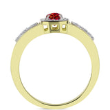 Inel din Argint 925 Placat cu Aur ( 3.41 grame ) cu Moissanite Roșu Majestic și Topaz Alb 0.74 Carate