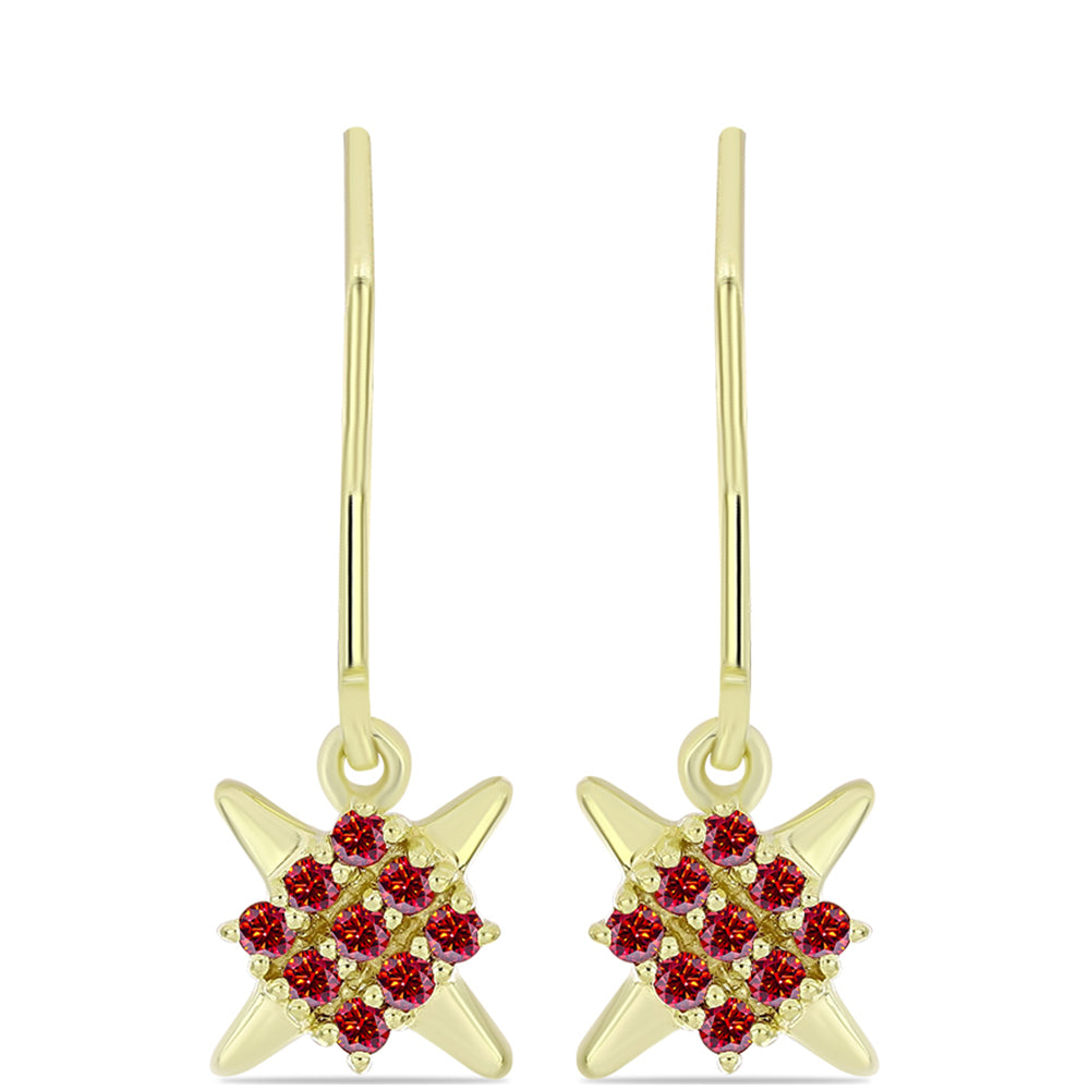 Cercei din Argint 925 Placat cu Aur ( 2.1 grame ) cu Moissanite Roșu Majestic 0.26 Carate