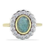 Inel din Argint 925 Placat cu Aur ( 3.19 grame ) cu Labradorit și Topaz Alb 1.89 Carate