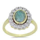 Inel din Argint 925 Placat cu Aur ( 3.19 grame ) cu Labradorit și Topaz Alb 1.89 Carate