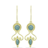 Cercei din Argint 925 Placat cu Aur ( 3.55 grame ) cu Labradorit 1.59 Carate