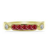 Inel din Argint 925 Placat cu Aur ( 2.19 grame ) cu Moissanite Roșu Majestic și Topaz Alb 0.46 Carate