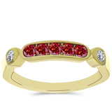 Inel din Argint 925 Placat cu Aur ( 2.19 grame ) cu Moissanite Roșu Majestic și Topaz Alb 0.46 Carate