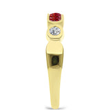 Inel din Argint 925 Placat cu Aur ( 2.19 grame ) cu Moissanite Roșu Majestic și Topaz Alb 0.46 Carate