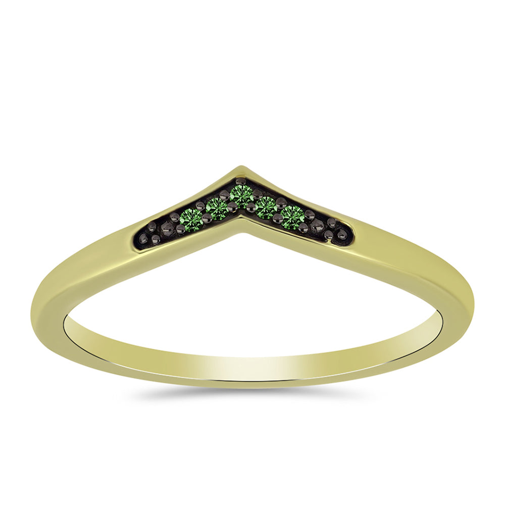 Inel din Argint 925 Placat cu Aur ( 2 grame ) cu Diamant Verde 0.04 Carate