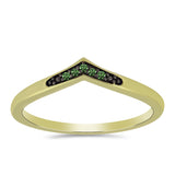 Inel din Argint 925 Placat cu Aur ( 2 grame ) cu Diamant Verde 0.04 Carate