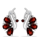 Cercei din Argint 925 ( 2.98 grame ) cu Granat Barton și Topaz Alb 1.5 Carate