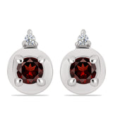 Cercei din Argint 925 ( 1.06 grame ) cu Granat Barton și Topaz Alb 0.28 Carate