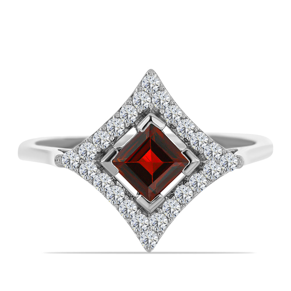 Inel din Argint 925 ( 2.11 grame ) cu Granat Barton și Topaz Alb 1.2 Carate