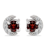 Cercei din Argint 925 ( 1.16 grame ) cu Granat Barton și Topaz Alb 0.54 Carate