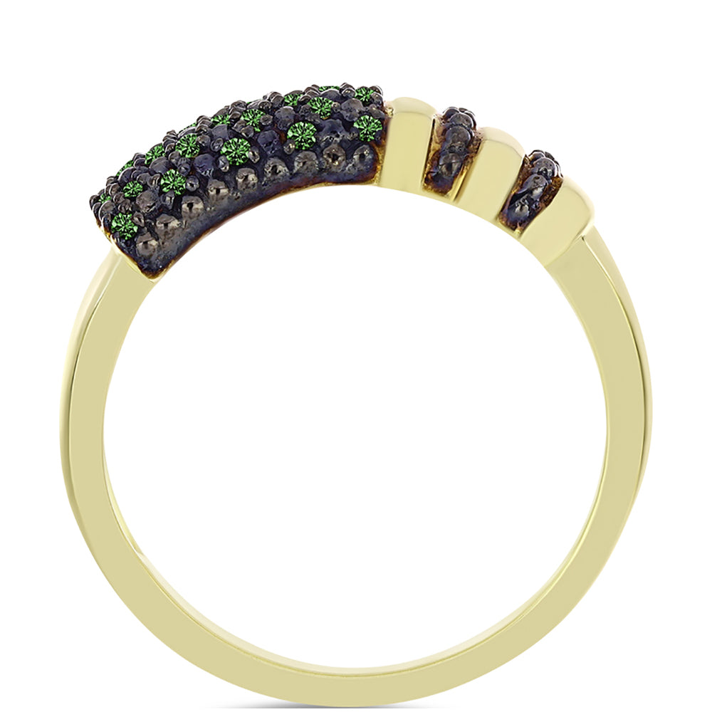 Inel din Argint 925 Placat cu Aur ( 3.58 grame ) cu Diamant Verde 0.2 Carate