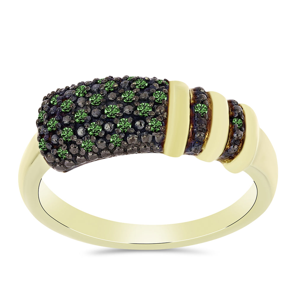 Inel din Argint 925 Placat cu Aur ( 3.58 grame ) cu Diamant Verde 0.2 Carate