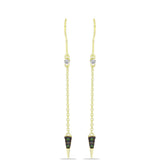 Cercei din Argint 925 Placat cu Aur ( 2.11 grame ) cu Diamant Verde și Diamant Alb 0.05 Carate