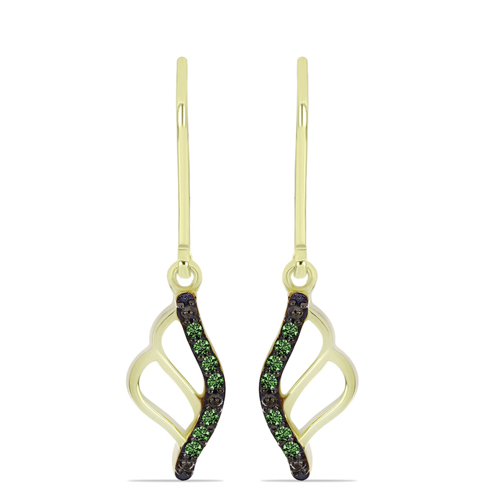 Cercei din Argint 925 Placat cu Aur ( 2.2 grame ) cu Diamant Verde 0.11 Carate