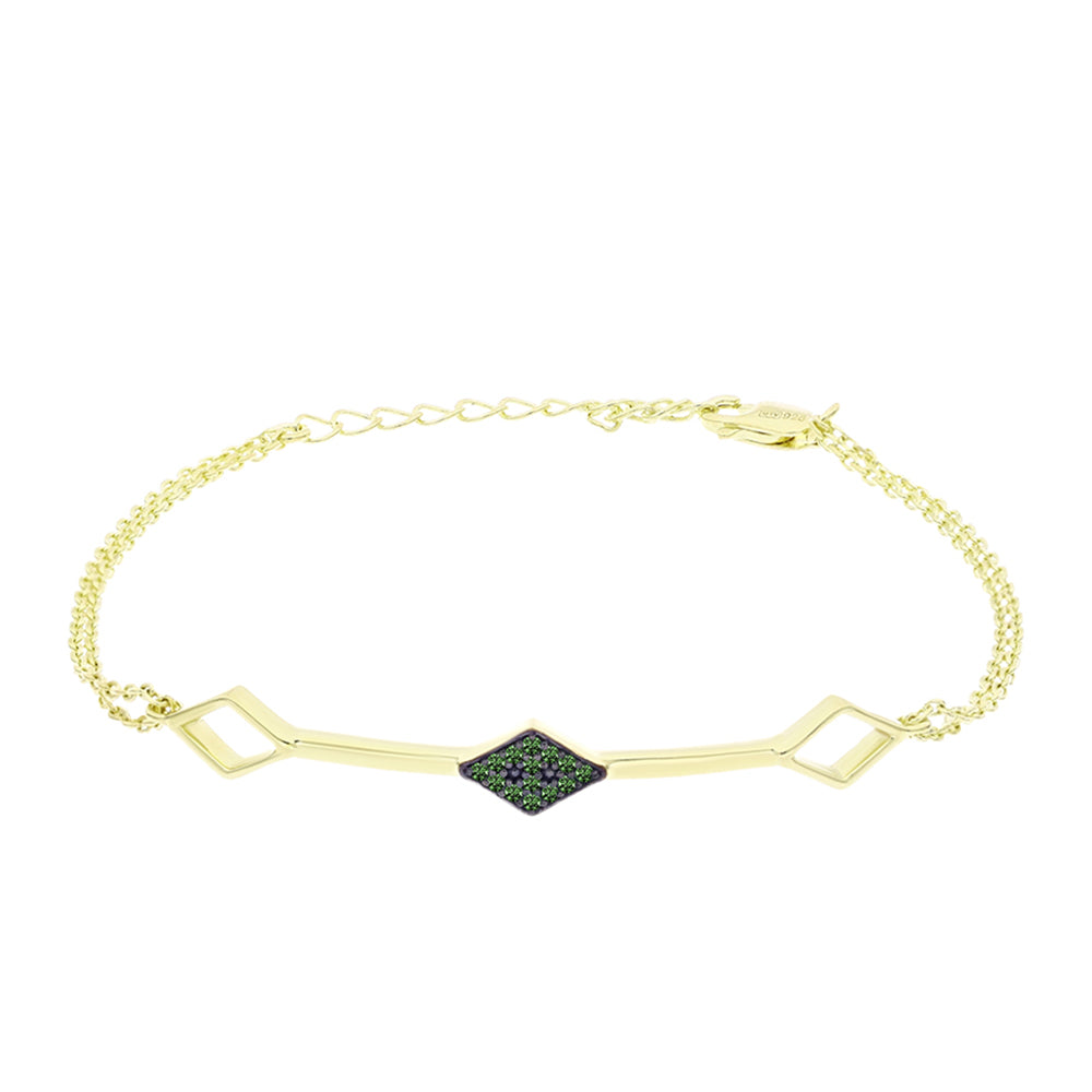 Brățară din Argint 925 Placat cu Aur ( 3.64 grame ) cu Diamant Verde 0.1 Carate