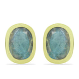 Cercei din Argint 925 Placat cu Aur ( 1.28 grame ) cu Labradorit 1.83 Carate
