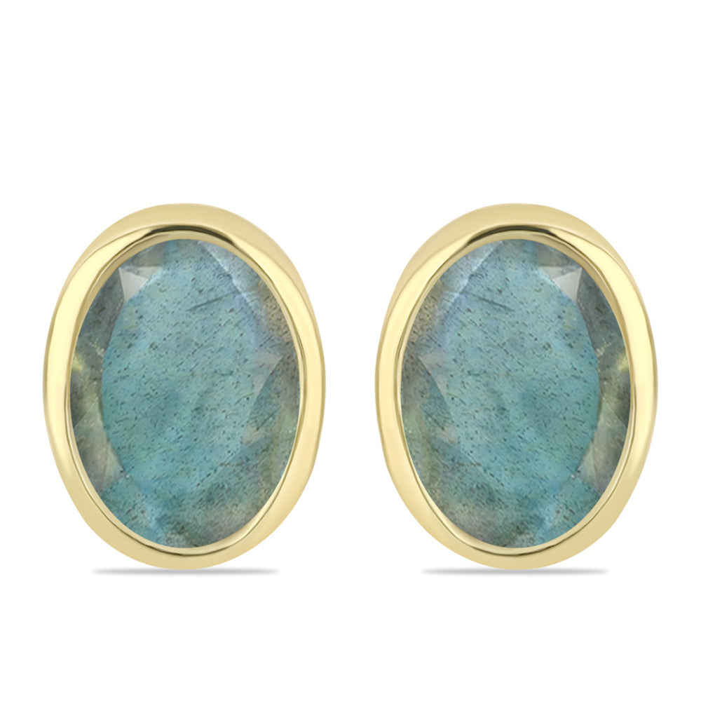 Cercei din Argint 925 Placat cu Aur ( 1.5 grame ) cu Labradorit 1.57 Carate