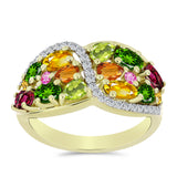 Inel din Argint 925 Placat cu Aur ( 4.48 grame ) cu Turmalină Chakra și Topaz Alb 2.93 Carate