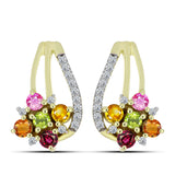 Cercei din Argint 925 Placat cu Aur ( 3.93 grame ) cu Turmalină Chakra și Topaz Alb 1.1 Carate