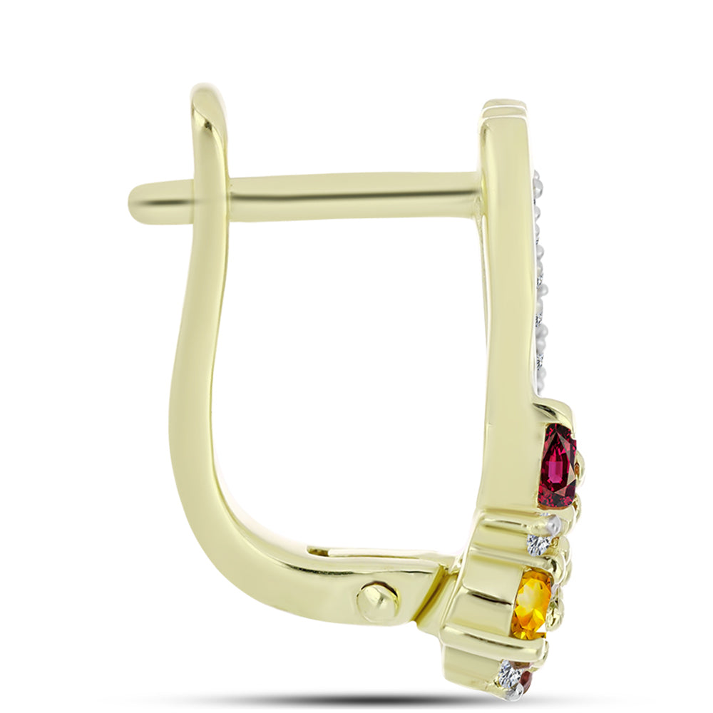 Cercei din Argint 925 Placat cu Aur ( 3.93 grame ) cu Turmalină Chakra și Topaz Alb 1.1 Carate