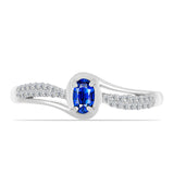 Inel din Argint 925 ( 2.16 grame ) cu Safir Albastru Australian și Topaz Alb 0.47 Carate